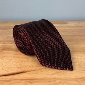 Donald J Trump Signature 3.5" Necktie Red Black Silk Checkered Geometric Tie